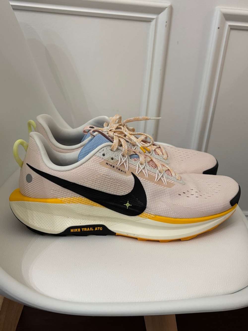 Nike Women’s Trail ATC  Running Shoes - Light Pink with Yellow & Black size 12
